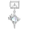 Silver-toned modular bracelet charm featuring an iridescent heart with crystal accents - Iridescent Opal Heart Style (29)