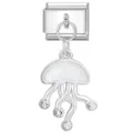 Elegant silver jellyfish modular charm with white enamel and crystal tentacles for DIY jewelry - Silver White Jellyfish Pavé Rhinestone Style (30)