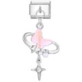 Pink butterfly charm link with faux pearls and zircon star for modular bracelet - Pink Butterfly Artificial Pearl Rhinestone Star Style (36)