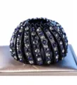 Elegante fermaglio per capelli a nido d'uccello con strass blu e trasparenti brillanti - 18 Denti Strass Bicolore Blu Notte