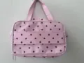 Portable pink polka dot cosmetic bag with dual handles for travel storage - Pink Polka Dot (Three-Layer Large Capacity)