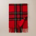 Classic red plaid Christmas scarf with tassels for winter warmth and cozy holiday vibes - Red Plaid