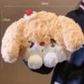 Cute plush cartoon dog electric hot water bottle, rechargeable warming bag 30x23cm - Khaki Dog