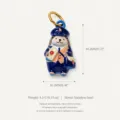 Detailed blue hedgehog postman animal charm pendant in stainless steel with gold ring - Hedgehog Postman Style (JXPK262605OI) / Colorful