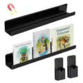 Black magnetic acrylic bookshelf and pen holder set for whiteboard storage, 2 pieces - Bookshelf With Double Pen Holders / White