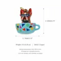Vibrant hand-painted enamel bulldog in teacup pendant, quality copper jewelry charm. - Pendant (JXPK262005QI) / Triangle Cup Cool Dog (No. 2)