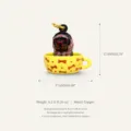 Detailed dog in teacup enamel charm pendant made of high-quality copper material - Pendant (JXPK262005QI) / Bone Cup Bandana Dog (No. 4)