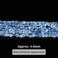 Irregular natural devil aquamarine beads in blue for DIY jewelry, 4-6mm size. - Bead Strand / Deep Blue Tumbled Beads 4-6mm