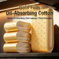 Détail des tampons en coton absorbant perforés jaunes pour hotte de cuisine - Nouvelle Version 10 Pièces/Paquet Film Doré Anti-infiltration