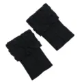 Detail of black knitted boot toppers with scallop patterned top and ribbed texture - One Size / Black