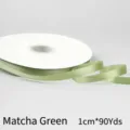 1 cm breed matcha groen satijnlint op rol voor bloemverpakking en DIY-knutselprojecten - Maat 90 / Matchagroen