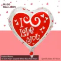 Globo de papel de aluminio de 18 pulgadas en forma de corazón con 'I LOVE YOU' - 18 Pulgadas Corazón Fondo Blanco Centro Rojo