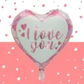 18-Zoll herzförmiger 'I love you' Folienballon für Valentinstag und Hochzeitsparty - Diamantlinie Liebe / 50er-Pack (18 Zoll)