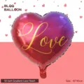 18-Zoll herzförmiger Folienballon mit rot-violettem Verlauf und goldenem Love-Schriftzug - Farbverlauf Love Herz / 50er-Pack (18 Zoll)