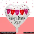 18-Zoll herzförmiger Valentinstag-Folienballon mit Aufdruck Happy Valentine's Day - Herzen Wimpelkette Valentinstag / 50er-Pack (18 Zoll)