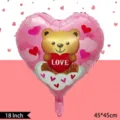 18-Zoll herzförmiger rosa Folienballon mit einem süßen Teddybären, der ein rotes Herz hält - 18 Zoll Herz Herz-Haltender Liebesbär (TX102) / 50 Stk. Packung
