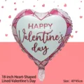 Rosafarbener 18-Zoll Herzballon aus Aluminiumfolie zum Valentinstag mit Text - 18 Zoll Herz Linien Valentinstag (SL240204-3)