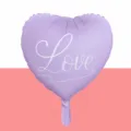 Dekorativer lila herzförmiger Folienballon (18 Zoll) mit weißem Love-Schriftzug - ins Stil Weiß Love Druck Lila / 18 Zoll (ai-50 Stück/Packung) / Lila