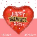 18-Zoll großer Herz-Folienballon in Rot mit goldenem Happy-Valentine's-Day-Aufdruck - 18 Zoll Herz Valentinstag Englisch-3 / Roter Glitzertext-Stil (B1248)
