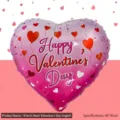 18-Zoll pinkfarbener Herzballon aus Folie mit Happy Valentine's Day Aufdruck für Deko - 18 Zoll Herz Englisch Valentinstag - 1
