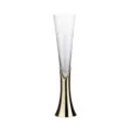 Elegante Champagnerflöte aus Kristall mit hohem, goldfarbenem Stiel. - Gold-Stil (Spiegelpoliert)