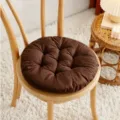 Thick round velvet chair cushion in dark brown coffee color for home and office dining chairs - Dark Brown