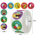 Bunte Tier-Belohnungsaufkleber für Kinder und Lehrer, 25mm runde Etikettenrolle - C90