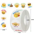 Rolle mit 25 mm Emoji Belohnungsaufklebern für Kinder mit bunten Lobesworten - C77