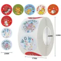 Rotolo di adesivi premio con simpatici animali cartoon per bambini, misura 25mm - C88