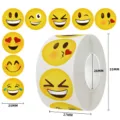 Vivaci adesivi premio Emoji per bambini, forniture per insegnanti con diametro 25 mm - Stile Espressione Emoji (C323) / 500 Pezzi/Rotolo (25mm)