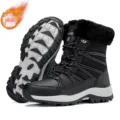 Waterproof black women's snow boots with warm plush lining and non-slip thick rubber sole - 36 / Black
