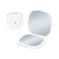 Miroir de maquillage LED portable blanc, rechargeable par USB et pliable pour voyage. - Interrupteur Magnétique 3 Modes (Grossissement 3X) / Blanc