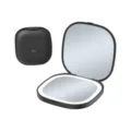 Miroir de maquillage LED noir portable avec design pliable et port de charge USB intégré - Interrupteur Magnétique 3 Modes (Grossissement 3X) / Noir