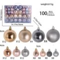 Set of 100 assorted Christmas ball ornaments in gold and pink, sizes 3cm to 6cm - Iron Gray & Gold