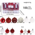 Set of 100 red and white Christmas ball ornaments in assorted sizes 3cm 4cm 6cm - Red and White Style