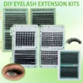 Επαγγελματικό σετ επέκτασης βλεφαρίδων DIY με θερμοκολλημένες τούφες για εντυπωσιακό cat eye look - Μεγάλη Χωρητικότητα 320 Cluster Σετ 5 Κουτιών (008 Στάνταρ)