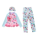 Kids long sleeve three-piece swimwear set with colorful polka dots and mermaid print - XL / Set / Pearl Princess (D260830-2MYT)