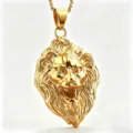 Majestic gold-plated lion head pendant necklace for men, crafted in durable stainless steel. - Pendant Only (No Chain) (D0110) / Gold