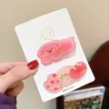 Cute pink cartoon hair clips for women and girls, sweet resin side duckbill hairpins with card. - Puppy Style (6) / Set