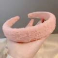Pink textured wide sponge headband for women, stylish minimalist hair accessory for daily wear. - Pink