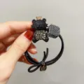 Fashion cute little tiger hair tie with crown and rhinestones for women girls black elastic headband - Black Little Tiger
