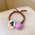 Quirky hair tie with cute creative character bead and gloss purple ball for daily hair styling. - Pointy Hat Boy