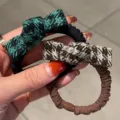 Chouchou nœud pied-de-poule élastique attache cheveux queue de cheval bel accessoire - 2 Pièces/Paquet / Couleurs Mixtes