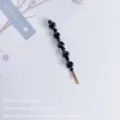 Koreaanse minimalisten zwarte kristal kraal haarspeld elegante haarklem voor vrouwen mooi - Zwart