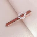 Elegant vintage rhinestone hair clip, brown fabric base with sparkling crystals. - Rhinestone Square (YU655) / Brown