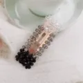 Verloop kristal kralen haarspeld geometrische metalen BB clip elegante haaraccessoire voor vrouwen - Zwart Gradiënt
