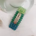 Kristalen haarklem geometrische strass BB haarspeld elegante vrouwen haaraccessoire stijl - Groen Verloop