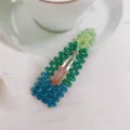 Bunte Farbverlauf Kristall Perlen Haarnadel, elegante geometrische Seitenklammer für Damen Haarstyling. - Grüner Verlauf