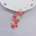 Geëmailleerd bloem haarspeld met parels en strass, elegante haarclip voor vrouwen. - Rood