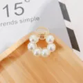 Small round pearl hair claw clip cute aesthetic hair accessories for women daily styling - Arc Pearl Style